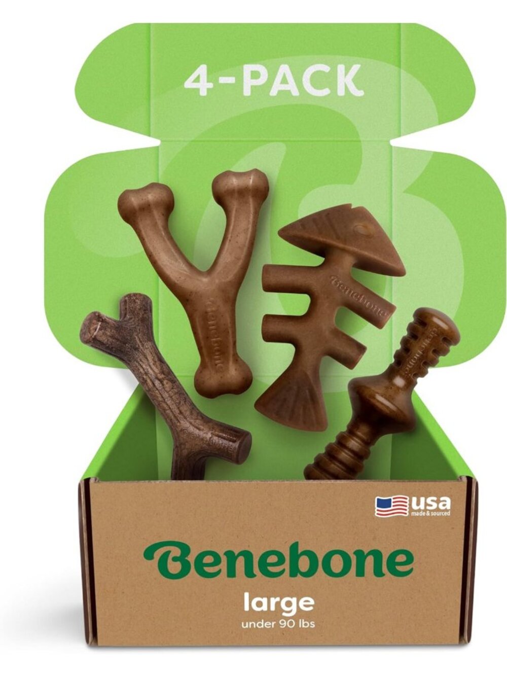 Durable 4-Pack Dog Chew Toys for Aggressive Chewers – Ideal for Dogs Under 90